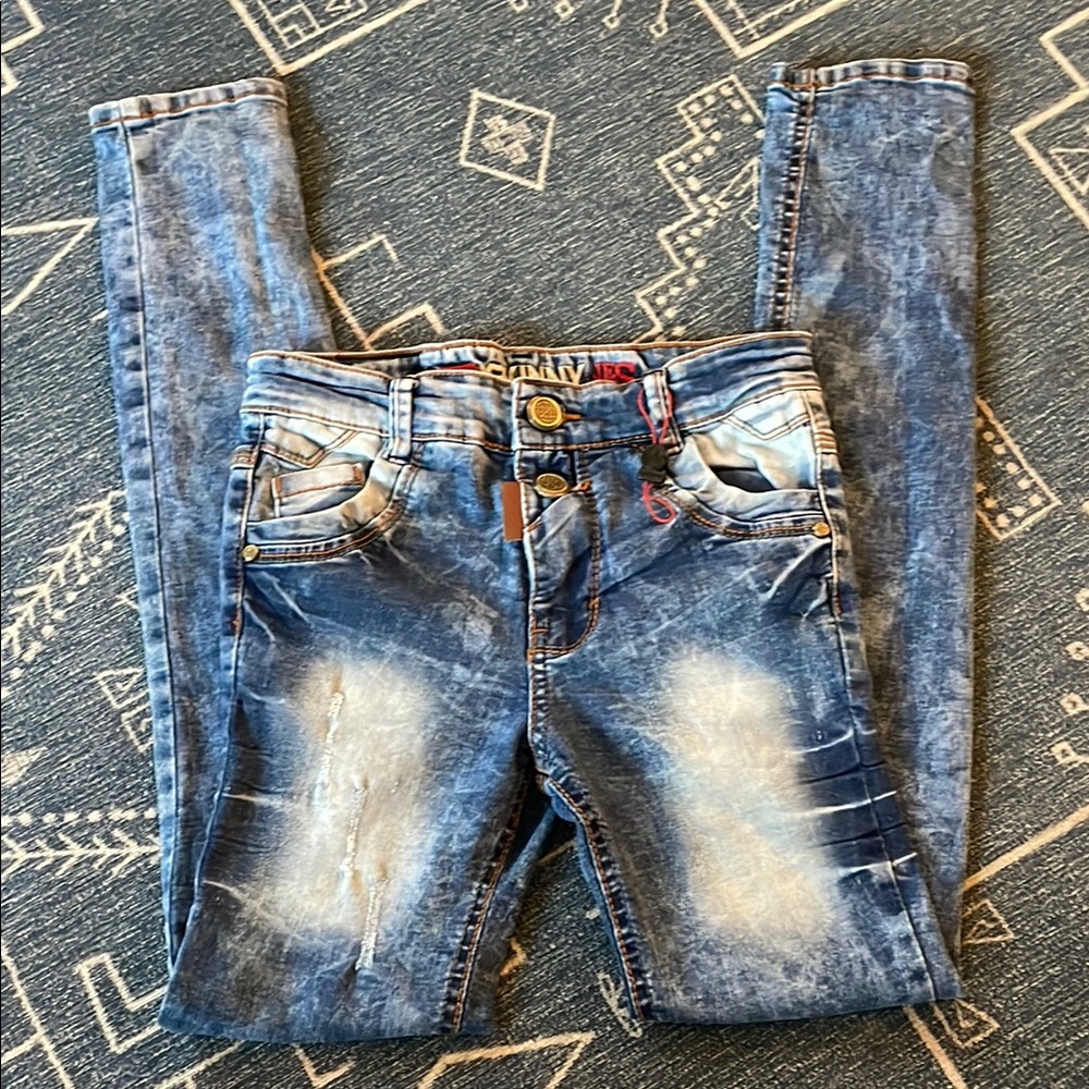 NEW Kid’s PitBull Skinny Denim Distressed Blue Jeans Size 14
